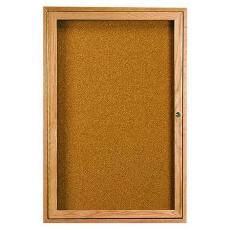 AARCO Aarco Products OBC2418R 1-Door Enclosed Bulletin Board - Oak OBC2418R